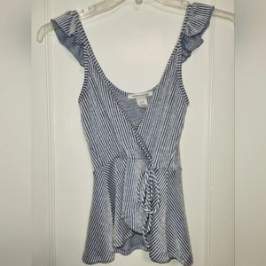 Blue and white striped tank top